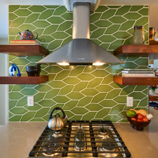 Range Wall with Bold Tile Installation