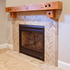Fireplace Surround with Herringbone Pattern Tile
