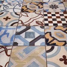 Whimsical Tile Wall and Floor Installation Detail