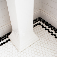 Classic Black and White Hexagonal Floor with Edging