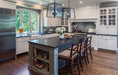 Open kitchen remodel in Minnesota with large center island design.